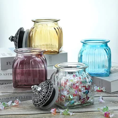 SOCOSY Vintage Crystal Glass Candy Jar with Lid 24 oz | Elegant Kitchen Storage & Wedding Gift thumbnail 7