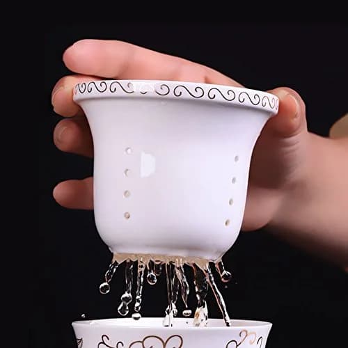 Tea Talent Porcelain Tea Cup with Infuser Lid and Saucer Set - 350ml (12 Oz) | Jingdezhen Ceramics for Loose Leaf Tea thumbnail 3