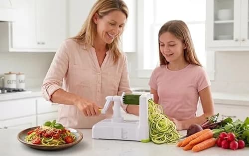 Brieftons 7-Blade Vegetable Spiralizer: Veggie Noodle Maker with Curly Fry & Crinkle Blades | Low Carb, Vegan, Gluten-Free, Keto, Paleo thumbnail 9