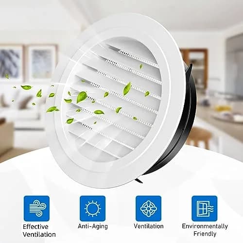Hon&Guan 8'' Soffit Exhaust Vent, 200mm Round Wall Vent Cover for Bathroom Office Home thumbnail 4