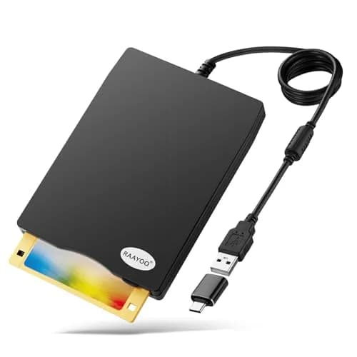 RAAYOO 3.5" Floppy Disk Drive - Portable 1.44 MB FDD USB for Mac & Windows 10/7/8 PC - Black thumbnail 1