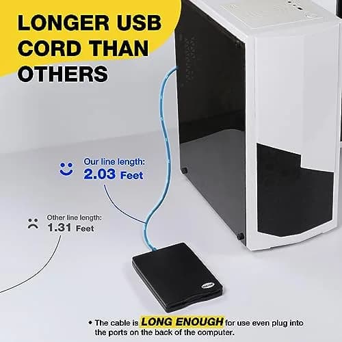 RAAYOO 3.5" Floppy Disk Drive - Portable 1.44 MB FDD USB for Mac & Windows 10/7/8 PC - Black thumbnail 8