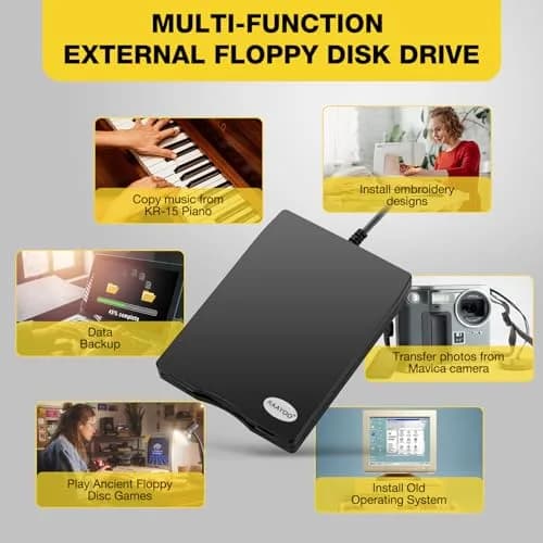 RAAYOO 3.5" Floppy Disk Drive - Portable 1.44 MB FDD USB for Mac & Windows 10/7/8 PC - Black thumbnail 3