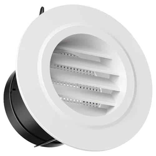 Hon&Guan 3 in Soffit Exhaust Vent, Round 75mm Vent Cover with Fly Screen for Bathroom Office Home — White