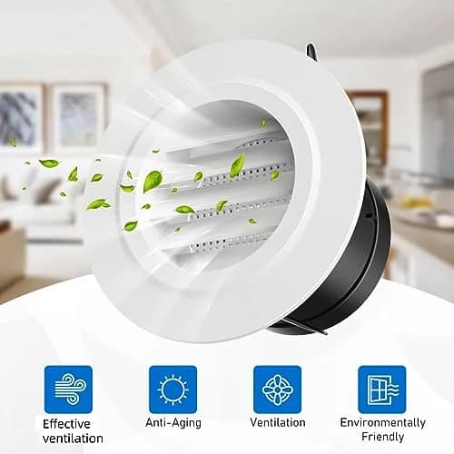 Hon&Guan 3 in Soffit Exhaust Vent, Round 75mm Vent Cover with Fly Screen for Bathroom Office Home thumbnail 4