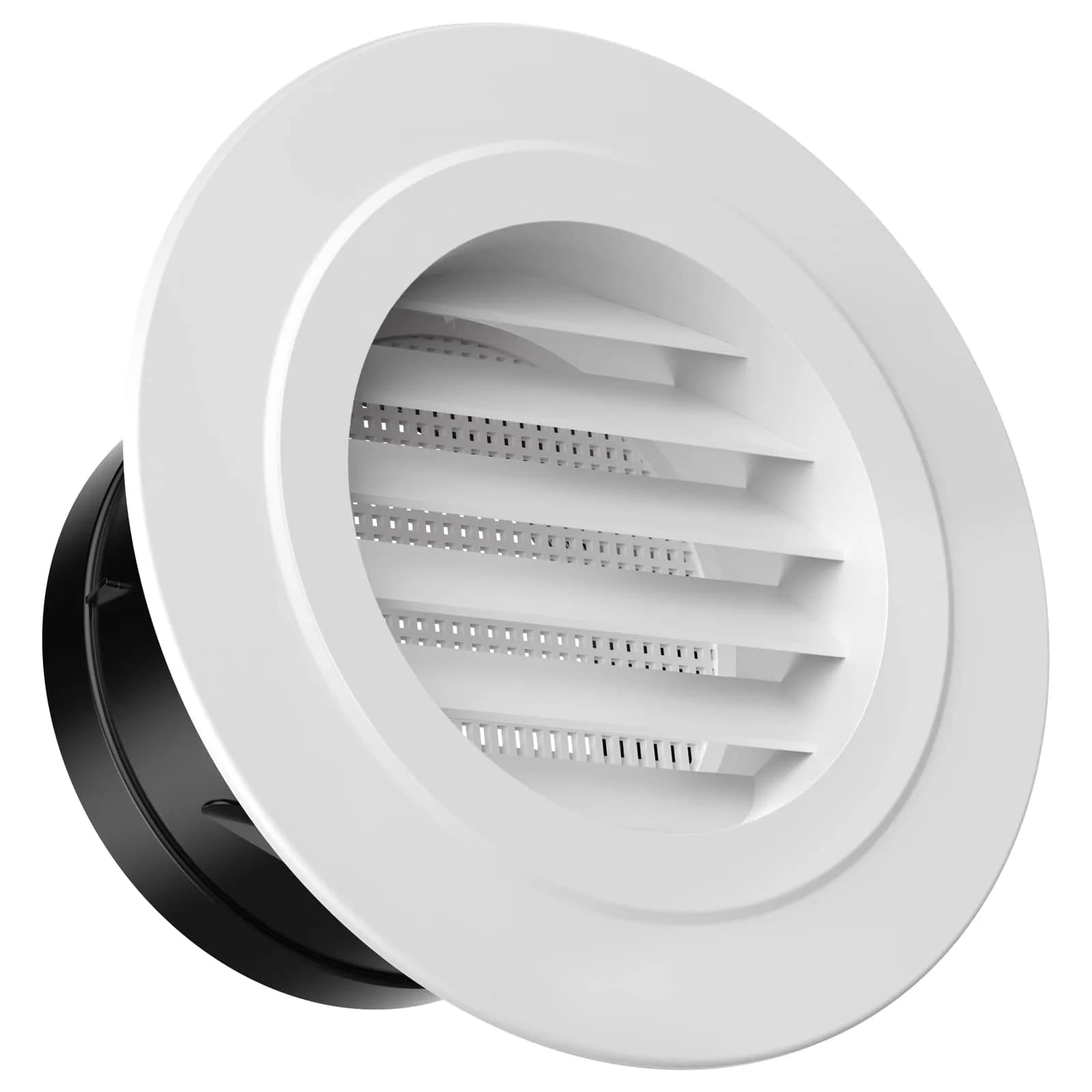 Hon&Guan White 4 Inch Soffit Vent with Fly Screen | ABS Plastic Round Exhaust Air Vent — White