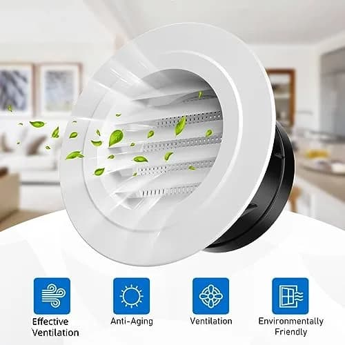 Hon&Guan White 4 Inch Soffit Vent with Fly Screen | ABS Plastic Round Exhaust Air Vent thumbnail 4
