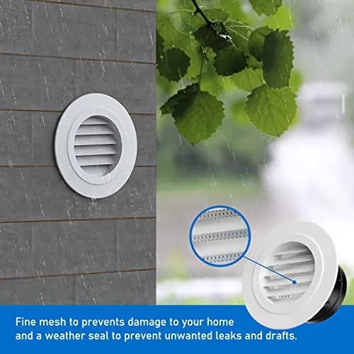 Hon&Guan White 4 Inch Soffit Vent with Fly Screen | ABS Plastic Round Exhaust Air Vent thumbnail 5