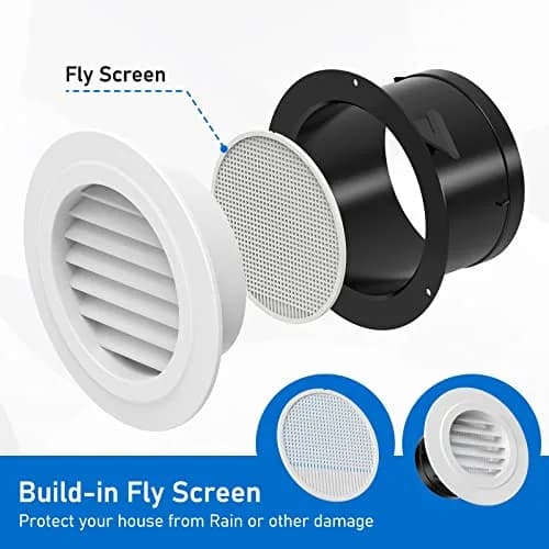 Hon&Guan 6'' Soffit Vent Exhaust Vent 150mm | Weatherproof Air Vent with Fly Screen (70-120 chars) thumbnail 2