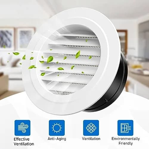 Hon&Guan 5 in Soffit Exhaust Vent ø125mm | Round Air Vent Cover with Fly Screen for Bathroom Office Home thumbnail 4