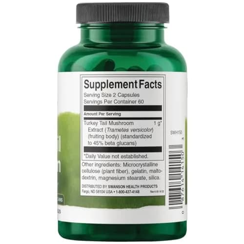 Swanson Turkey Tail Mushroom 500 mg 240 Capsules (120 Count Pack of 2) | Immune & Cellular Health Support thumbnail 2