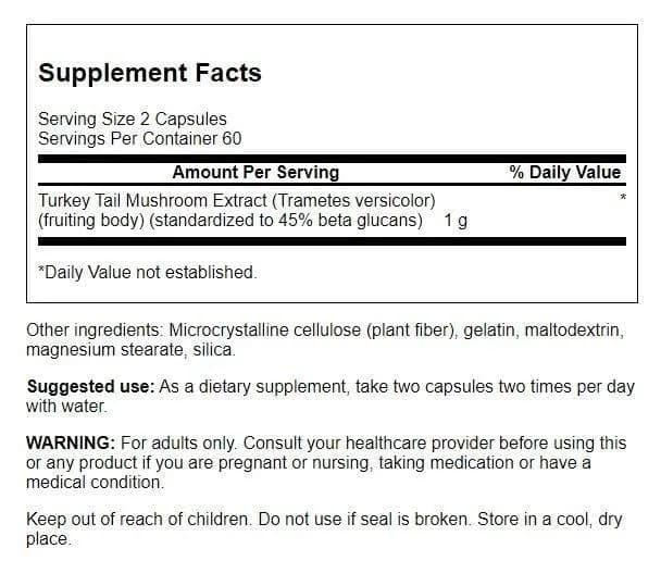 Swanson Turkey Tail Mushroom 500 mg 480 Count (Pack of 4) | Immune System Support with 45% Beta Glucans thumbnail 2