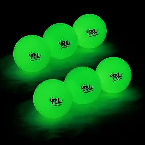 R&L Glow Golf Balls for Night Sports - Tournament Fluorescent 6 Pack | Rechargeable with UV Flashlight thumbnail 1