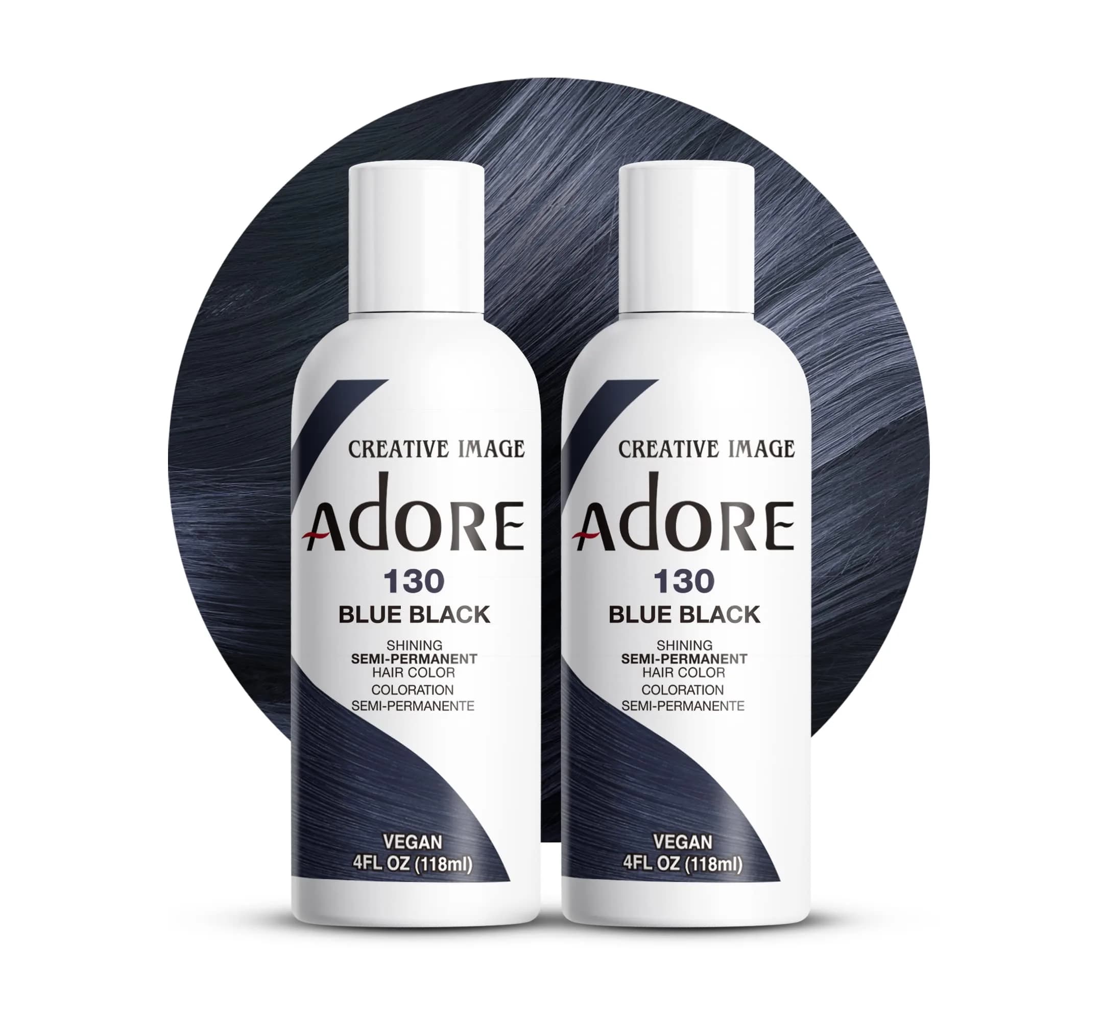 Adore Semi Permanent Hair Color 130 Blue Black 8 Fl Oz (2 Pack) | Vibrant Blue Black Hair Dye - main product image