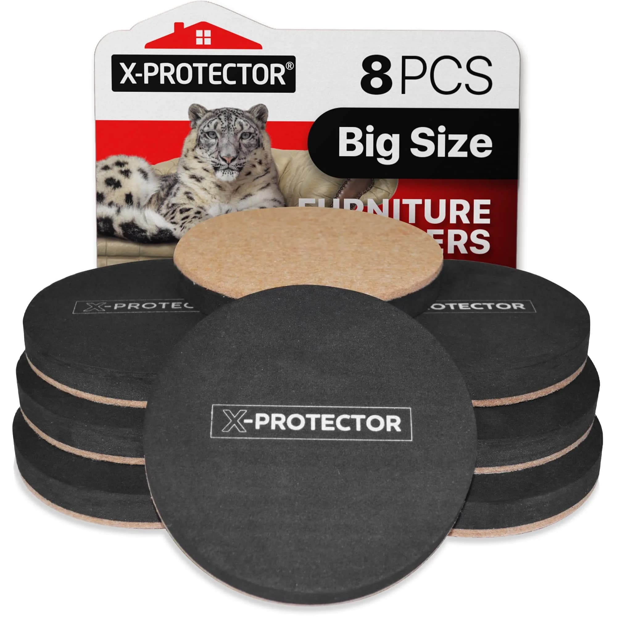 X-Protector Felt Furniture Sliders 8 pcs 4 3/4 inch | Heavy Duty Hardwood Floor Protectors — 8 PCS 4 3/4 inch