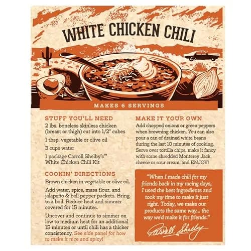 Carroll Shelby's Original Texas Brand White Chicken Chili Kit 3oz Pack of 2 | Authentic Texas-Style Seasoning thumbnail 2