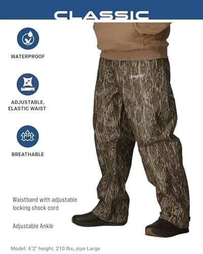 FROGG TOGGS Men's Classic Pro Action Waterproof Breathable Rain Pant, XX-Large | Mossy Oak Bottomland, 44-inch waist thumbnail 3