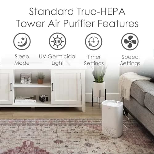 Crane Air Purifier with True HEPA Filter, UV Light, 250 Sq Feet Coverage | Sleep Mode & Timer thumbnail 3