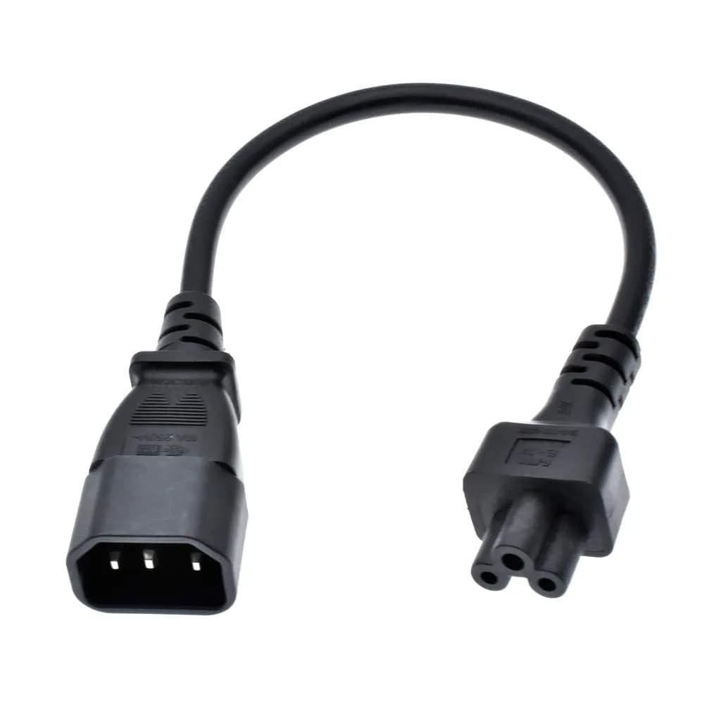 Tekit C14 to C5 Power Cord 0.3m (1ft) | IEC 320 C14 Male to C5 Female Adapter Cable — C14 to C5 1ft/30cm