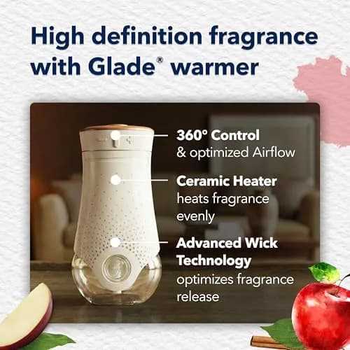 Glade Apple Cinnamon PlugIns Refills 3.35 Fl Oz (100 ml) | Continuous Fragrance for Home & Bathroom thumbnail 6