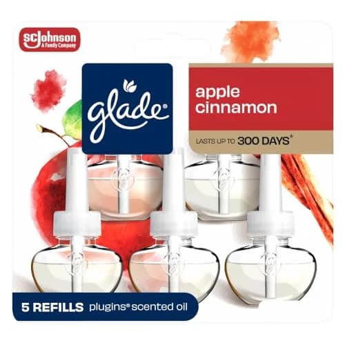 Glade Apple Cinnamon PlugIns Refills 3.35 Fl Oz (100 ml) | Continuous Fragrance for Home & Bathroom thumbnail 1