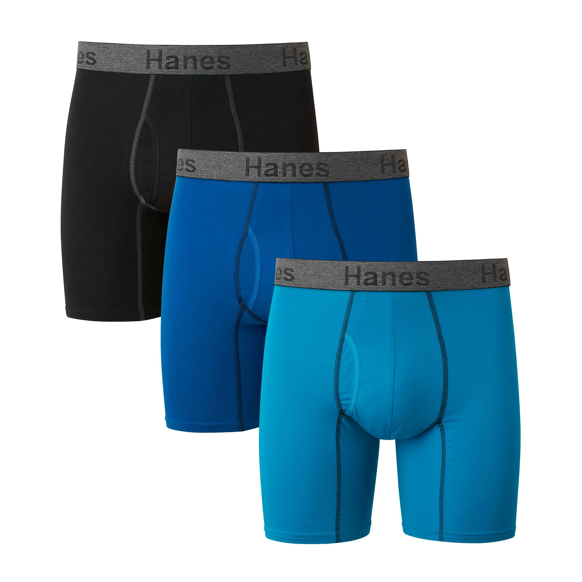 Hanes Men's Boxer Briefs 3-Pack Comfort Flex Fit Ultra Soft Cotton Blend | Regular & Long Leg — Medium