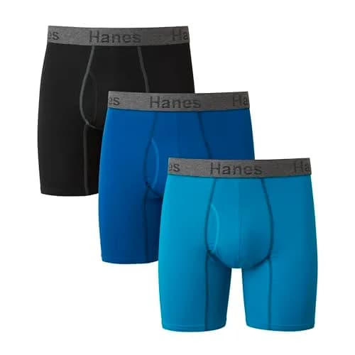 Hanes Men's Boxer Briefs 3-Pack Comfort Flex Fit Ultra Soft Cotton Blend | Regular & Long Leg thumbnail 1