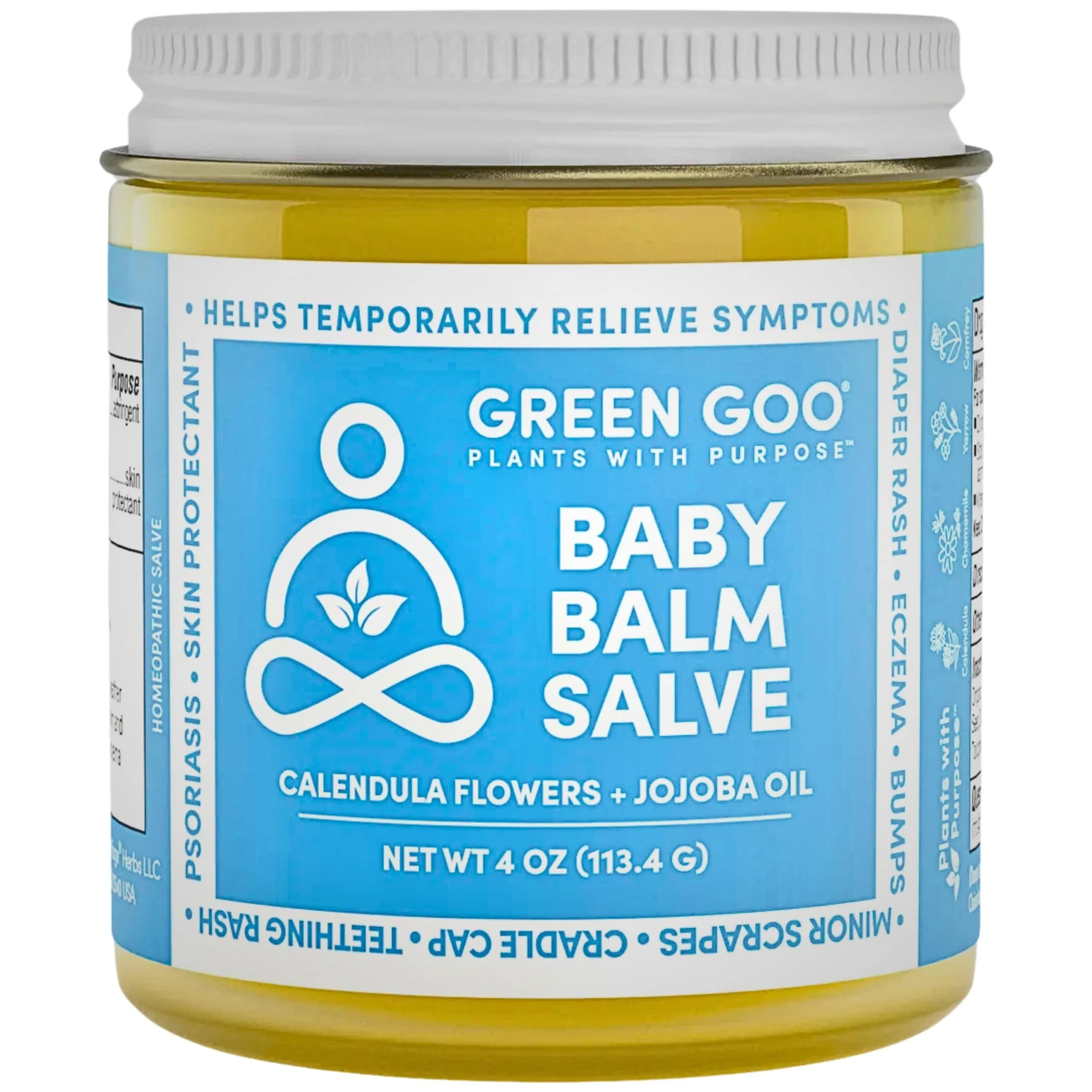Green Goo Baby Balm, Organic Gentle Moisturizing & Soothing Baby Lotion, 4 Oz Jar | Supports Sensitive Skin & Skin Irritations — 4 Ounce