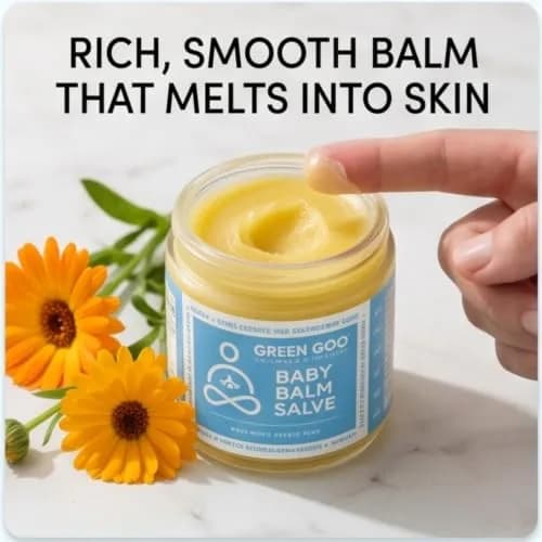 Green Goo Baby Balm, Organic Gentle Moisturizing & Soothing Baby Lotion, 4 Oz Jar | Supports Sensitive Skin & Skin Irritations thumbnail 5