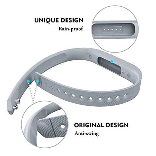 Greeninsync Replacement Band for Fitbit Flex 2, Large, Grey | Sports Classic Silicone Strap with Fastener Clasp thumbnail 4