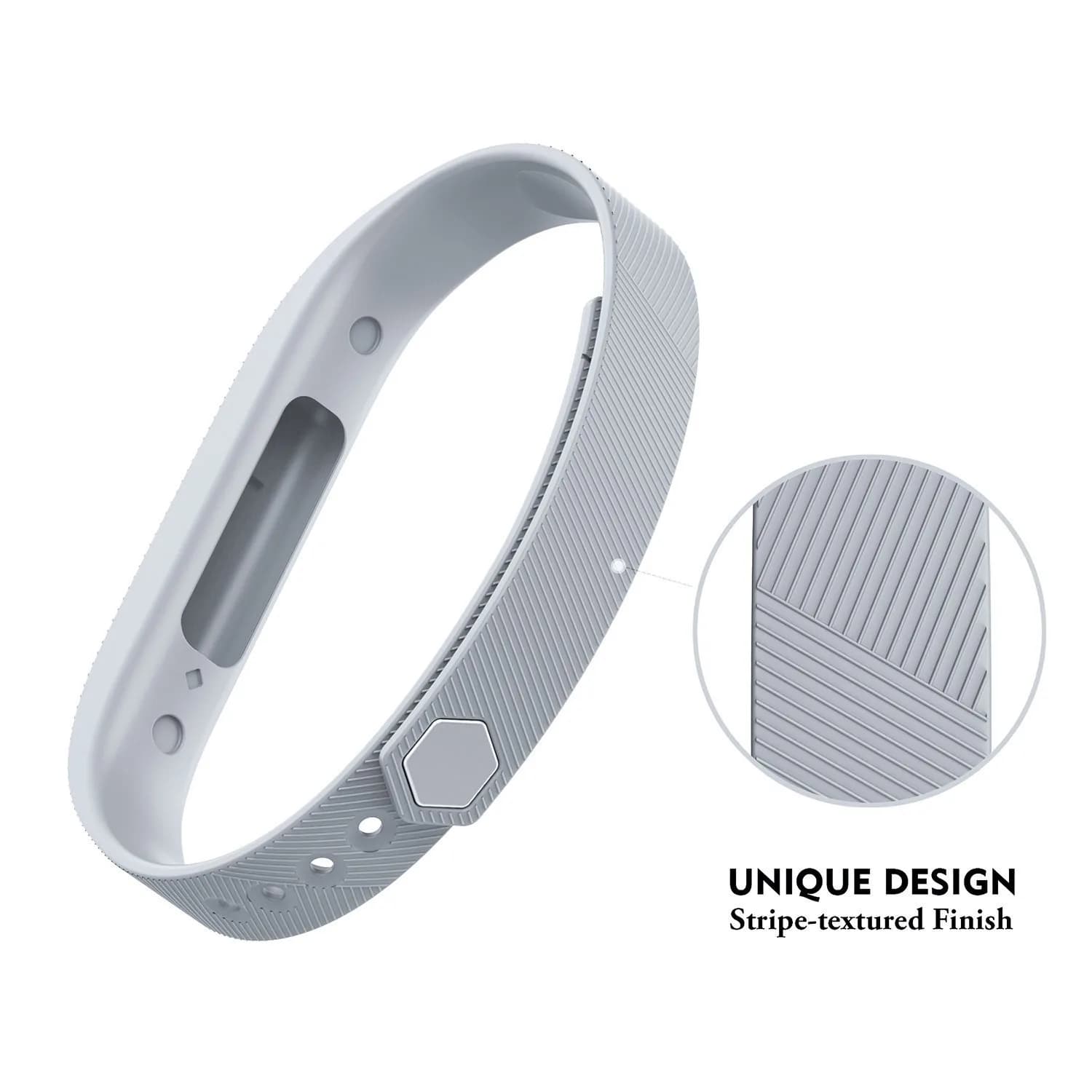 Greeninsync Replacement Band for Fitbit Flex 2, Large, Grey | Sports Classic Silicone Strap with Fastener Clasp - view 7