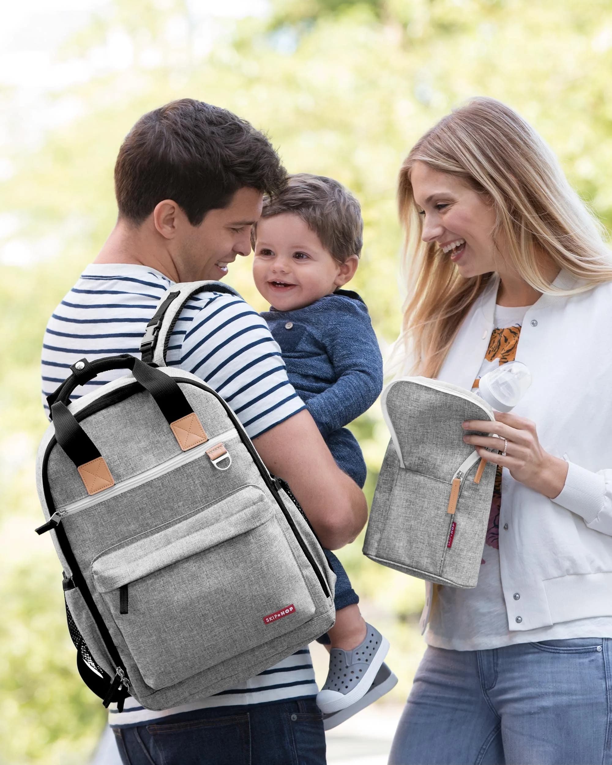 Skip Hop Grab & Go Insulated Baby Bottle Bag, Grey Melange, 20.7cm (8.15in) x 25.3cm (9.96in) x 10.4cm (4.09in) | Keeps 2 Bottles Warm or Cold - view 5