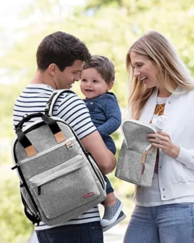 Skip Hop Grab & Go Insulated Baby Bottle Bag, Grey Melange, 20.7cm (8.15in) x 25.3cm (9.96in) x 10.4cm (4.09in) | Keeps 2 Bottles Warm or Cold thumbnail 5