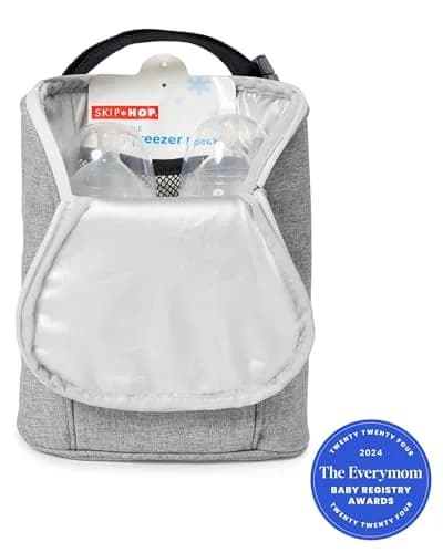 Skip Hop Grab & Go Insulated Baby Bottle Bag, Grey Melange, 20.7cm (8.15in) x 25.3cm (9.96in) x 10.4cm (4.09in) | Keeps 2 Bottles Warm or Cold thumbnail 2