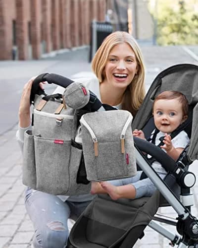 Skip Hop Grab & Go Insulated Baby Bottle Bag, Grey Melange, 20.7cm (8.15in) x 25.3cm (9.96in) x 10.4cm (4.09in) | Keeps 2 Bottles Warm or Cold thumbnail 3