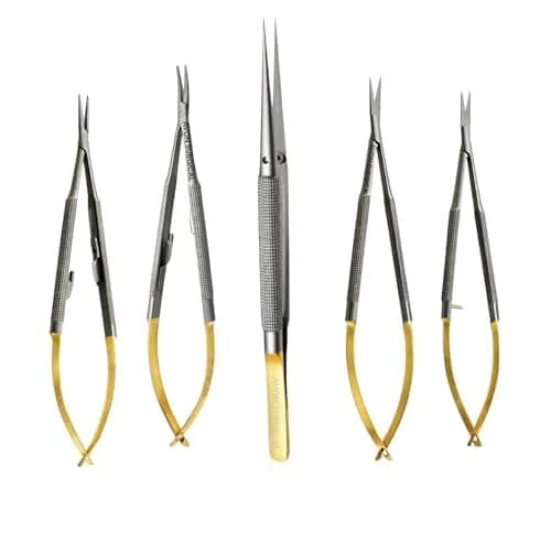 Cynamed German Stainless Set of 5 Micro Surgical Scissors & Needle Holders | 6 Inch Precision Instruments thumbnail 1