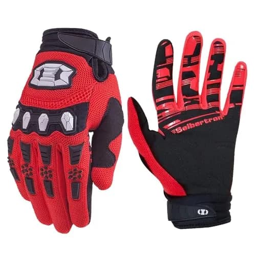 Seibertron Unisex MX ATV MTB Racing Gloves - Full Finger Touchscreen Glove for Bicycle Cycling Mountain Biking Motorcycle and Motocross Red XL | Durable, Fitted, Impact-Resistant - main product image