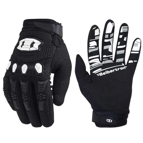 Seibertron Unisex BMX MX ATV MTB Racing Gloves - Full Finger, Black M | Touch Recognition for Road Racing & Motorcycle Sports thumbnail 1