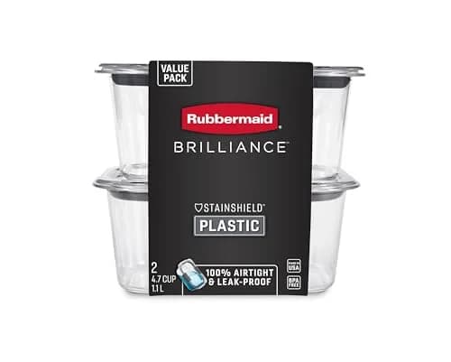 Rubbermaid Brilliance BPA-Free Food Storage Containers, Medium Deep, 4.7 Cup (1.1L) 2-Pack | Airtight & Leak-Proof for Indian Kitchens thumbnail 4