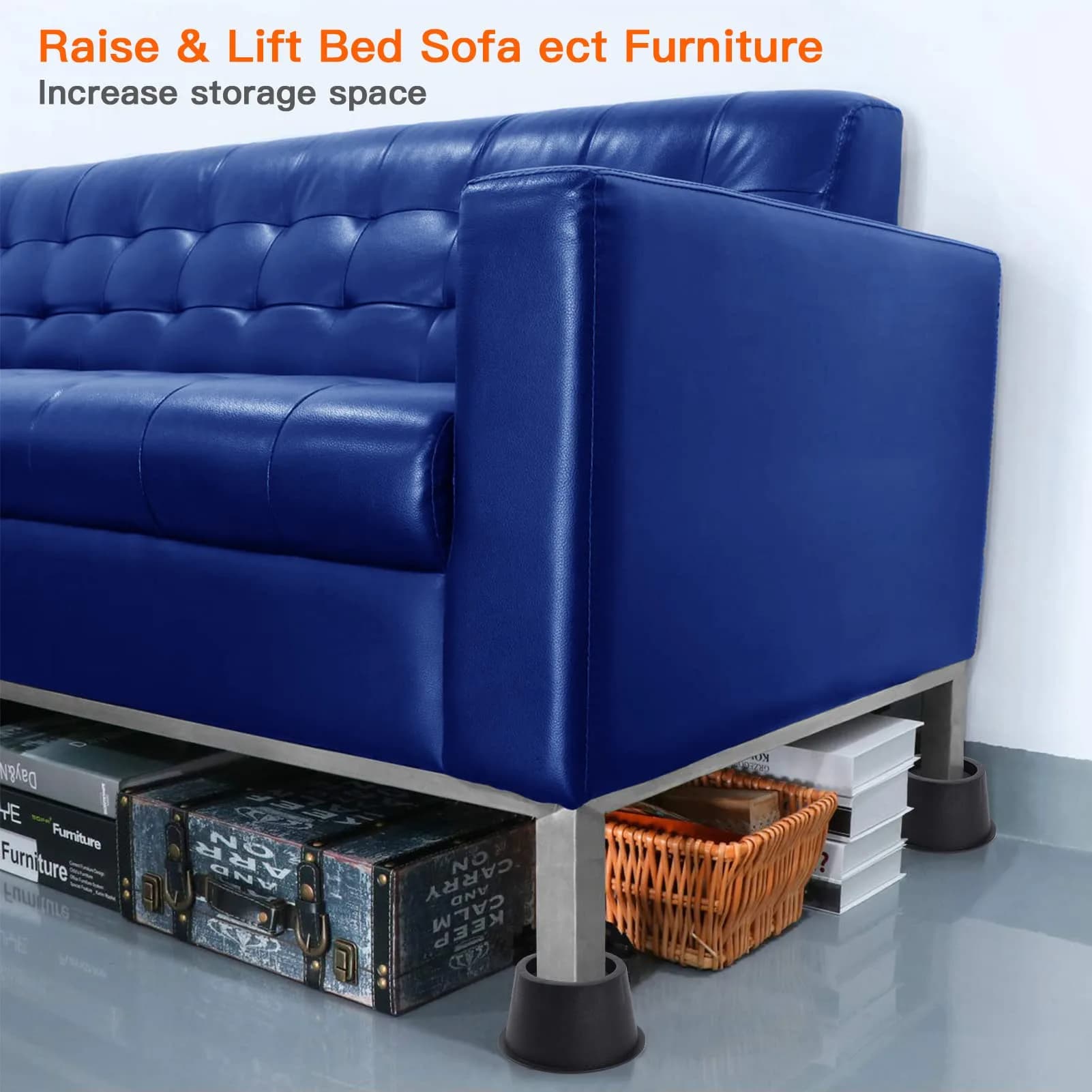 BTSD-home Round Bed Risers 4 Inch | Heavy Duty Furniture Leg Extenders for Underbed Storage & Easier Standing (4-Pack, 10.16 cm) - view 3