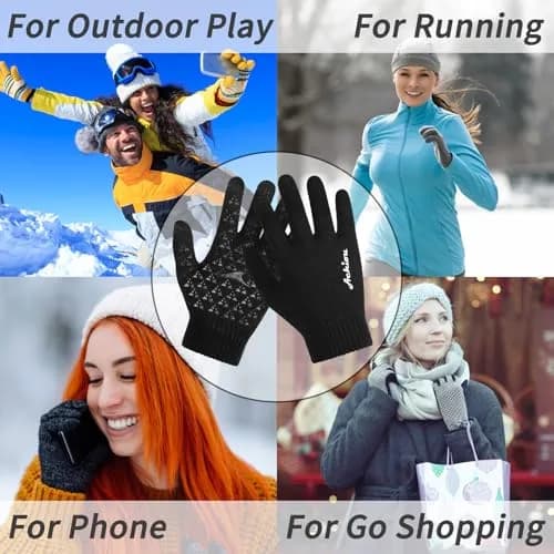 Achiou Winter Gloves for Men and Women, Touchscreen Knit Gloves | Warm, Breathable & Anti-Slip thumbnail 6