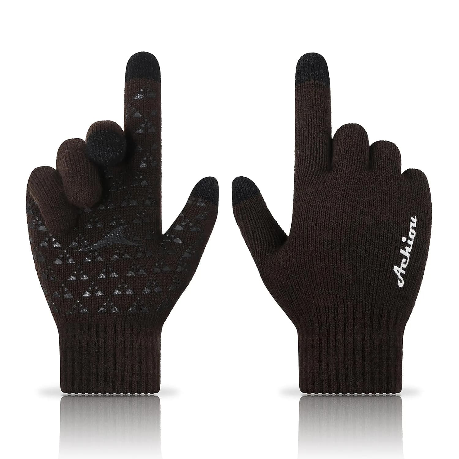 Achiou Winter Gloves for Men and Women, Touchscreen Knit Gloves | Warm & Breathable for Cold Weather