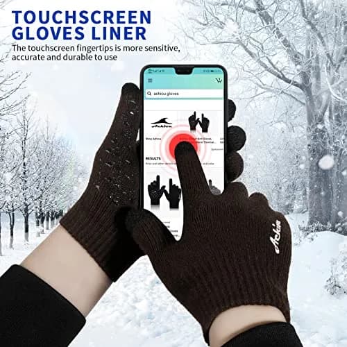 Achiou Winter Gloves for Men and Women, Touchscreen Knit Gloves | Warm & Breathable for Cold Weather thumbnail 2