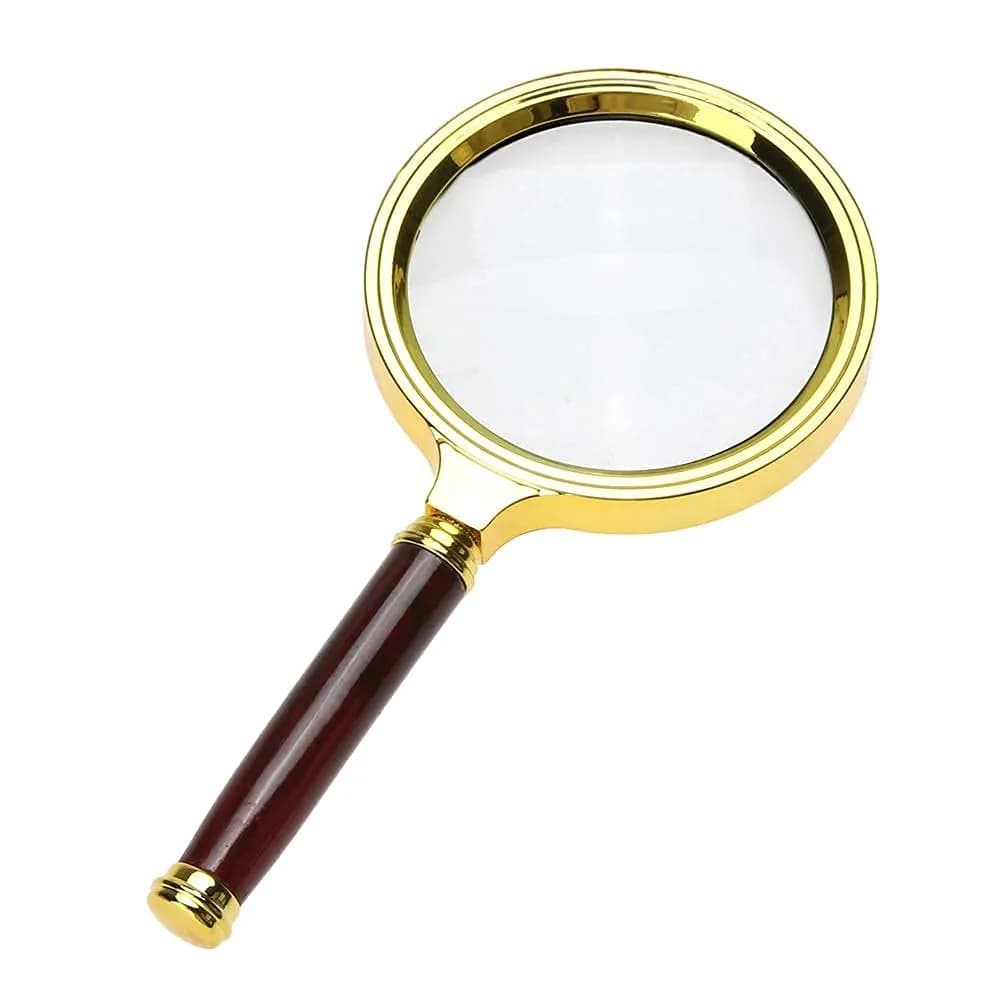 COCOMK Handheld Magnifying Glass 6X Magnification with Wooden Handle, 80mm Optical Glass Lens | Visual Aid for Reading & Inspection — Red 6x / 1 PCS