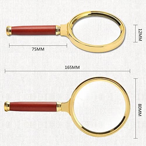 COCOMK Handheld Magnifying Glass 6X Magnification with Wood Handle, 10-Pack | Optical Glass Lens for Reading & Crafts thumbnail 3