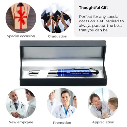 Inkstone Medical Gift Pen with Light & Stylus | Engraved Hippocrates Quote, Black thumbnail 3