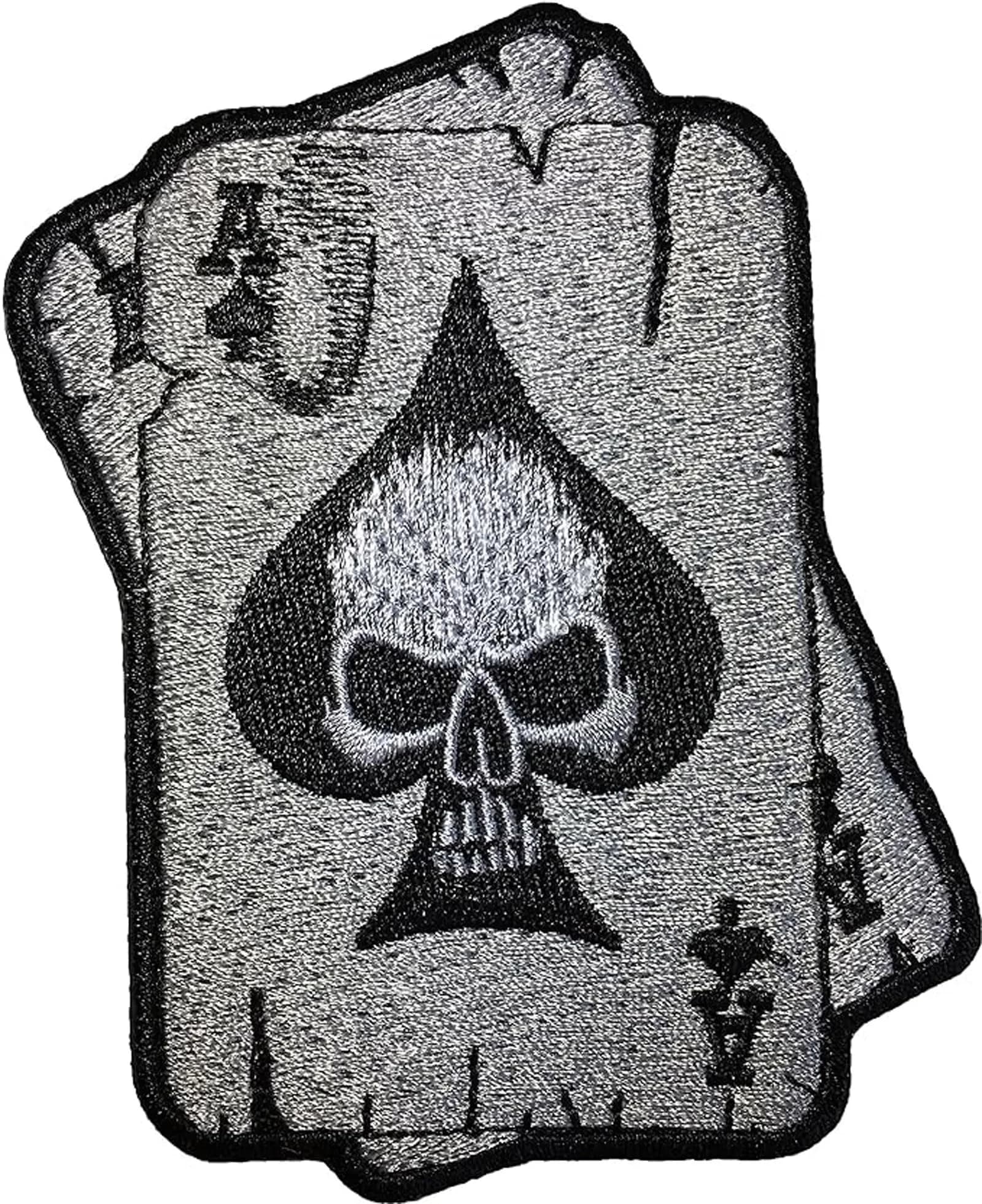 HHO CARTOON PATCH Diamond Card Ace Logo Lucky Embroidered DIY Patch 17cm x 25cm | Sew Iron Kids Craft Patch for Bags Jackets Jeans — Black, Red