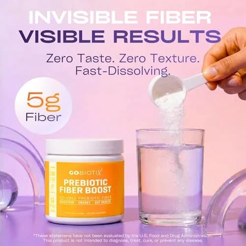 GOBIOTIX Fiber Supplement Powder with Prebiotics for Digestive Health & GLP-1 Support, Soluble Fiber for Gut & Debloat, Vegan, Gluten & Sugar Free, 35 Servings thumbnail 2