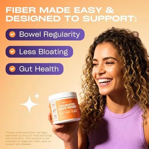 GOBIOTIX Fiber Supplement Powder with Prebiotics for Digestive Health & GLP-1 Support, Soluble Fiber for Gut & Debloat, Vegan, Gluten & Sugar Free, 35 Servings thumbnail 3