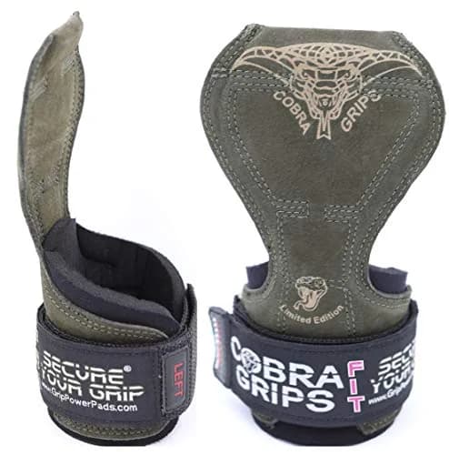 Cobra Grips FIT Green Leather Weight Lifting Gloves with Wrist Wraps - 4.25-7.0" Wrist - main product image